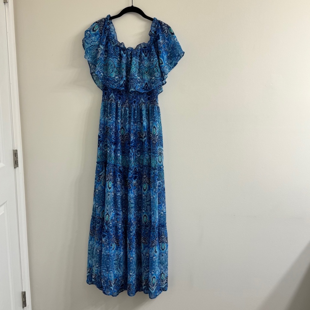 Rabbit Rabbit Rabbit Blue Paisley Print Maxi Dress